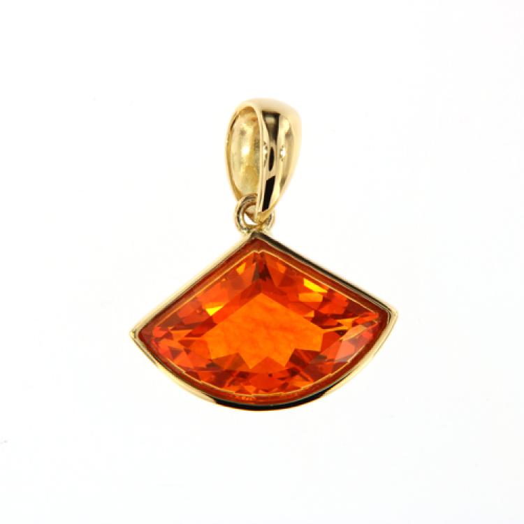 Yellow Gold Fire Opal Pendant