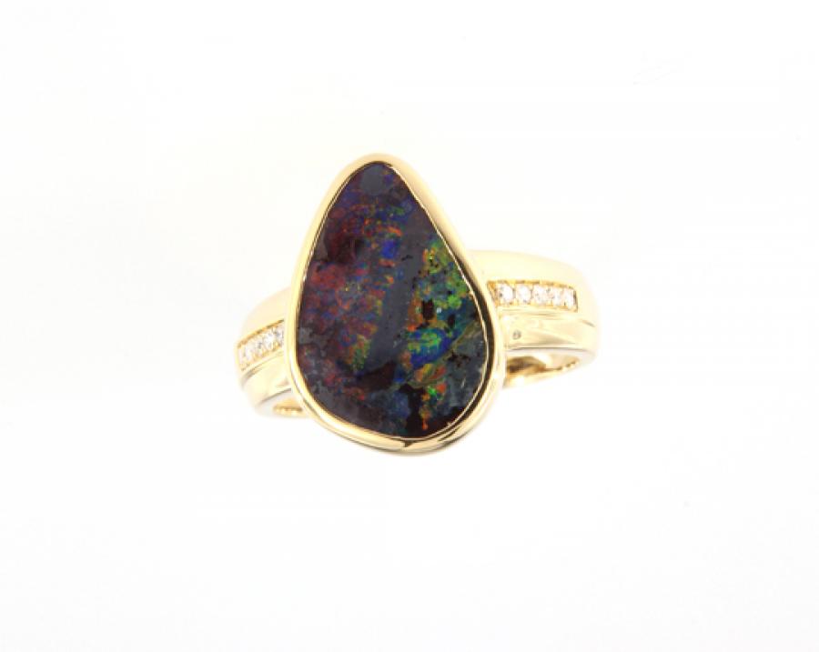Ring Gold Boulderopal, Opalschmuck, Gold