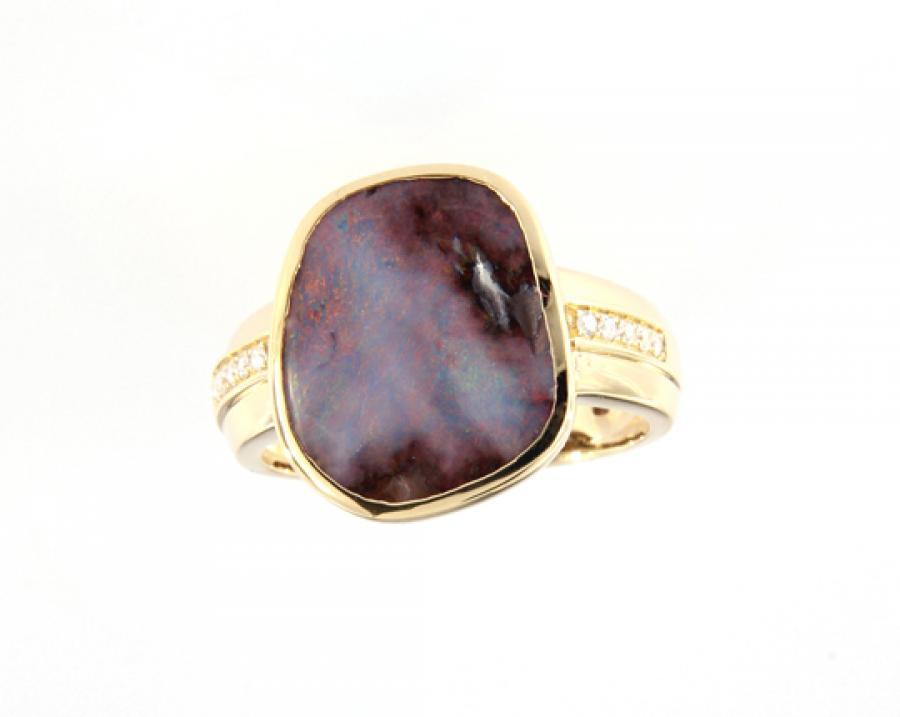 Ring Gold Boulderopal, Opalschmuck, Gold