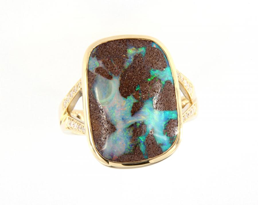 Opal Jewellery, Ring Gold Boulder Opal