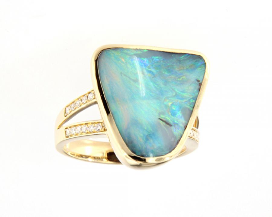 Ring Gold Boulderopal, Opalschmuck, Gold