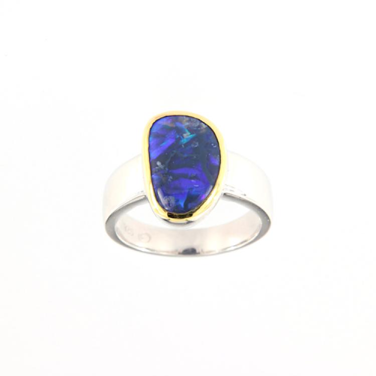 Silver Black Opal Ring, Opal Jewellery