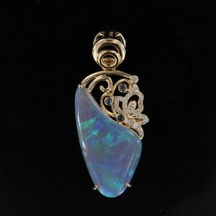 Pendant, Gold, Black Opal, Opal Jewellery, Opal Jewelry
