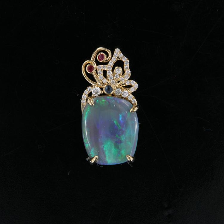 Pendant, Gold, Black Opal, Opal Jewellery, Opal Jewelry
