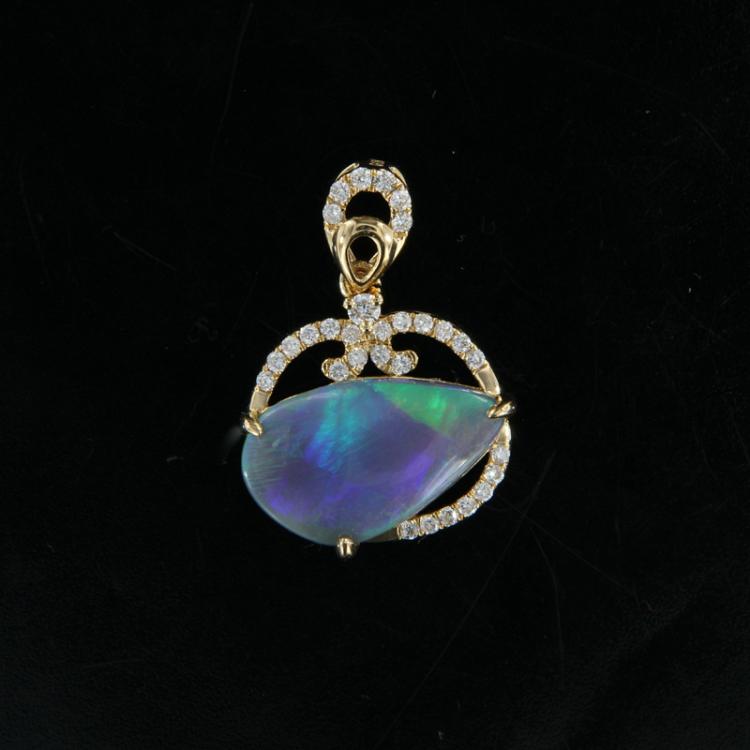Pendant, Gold, Black Opal, Opal Jewellery, Opal Jewelry
