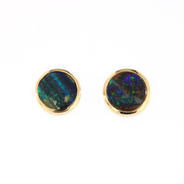 Gold Boulder Opal Stud Earrings