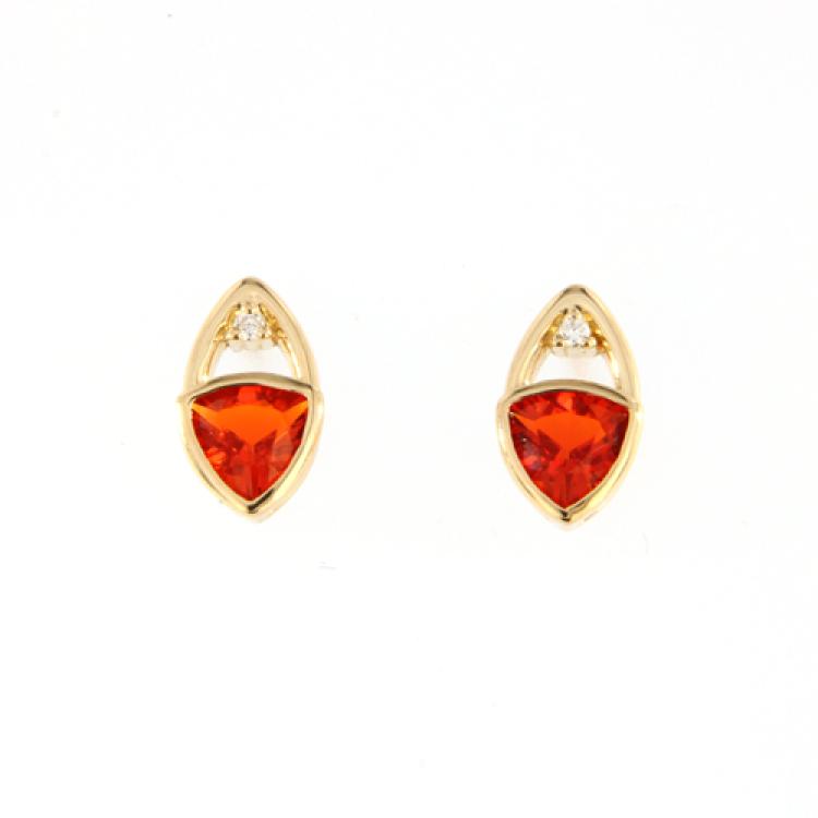 Gold Fire Opal Stud Earrings