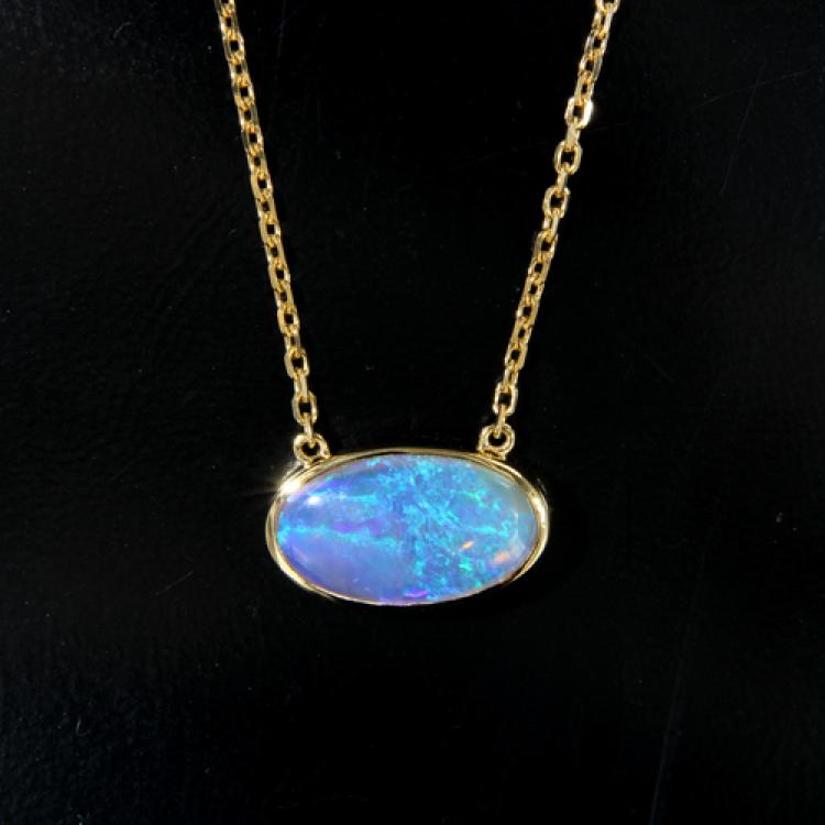 Collier Yellow Gold Crystal Opal, Opal Jewellery