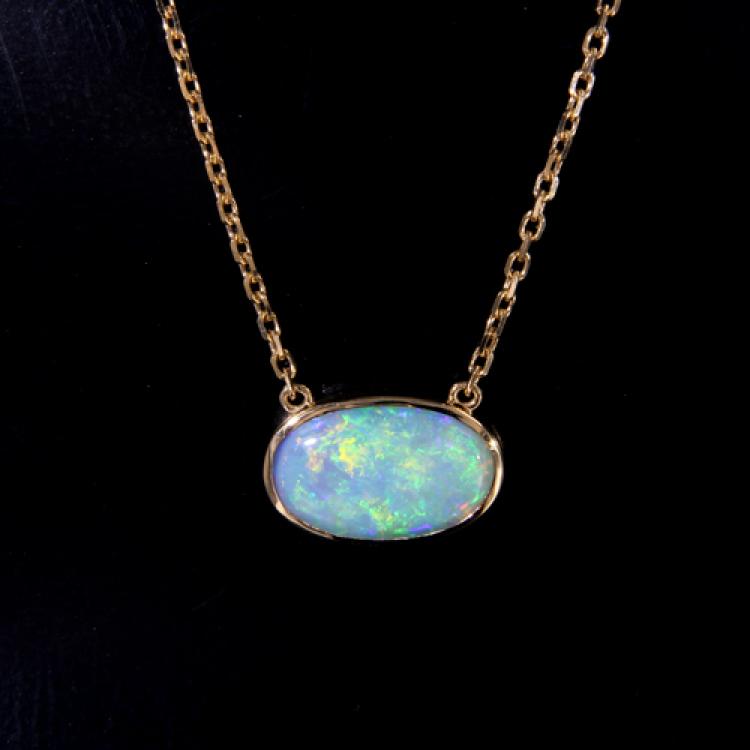 Collier Yellow Gold Crystal Opal, Opal Jewellery