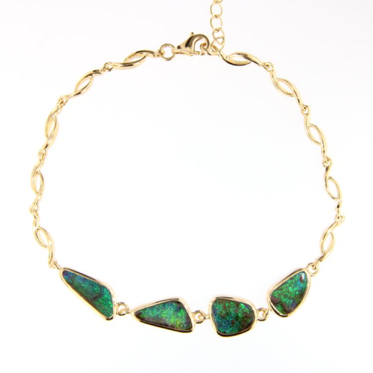 Zartes Armband mit blaugrünen Boulderopalen