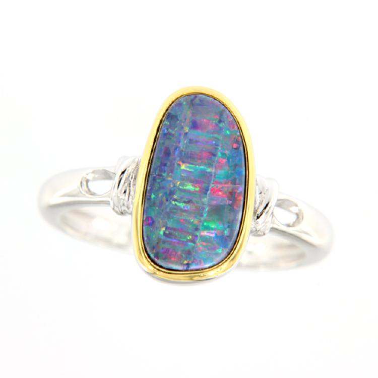 Sterlingsilber-Ring mit Bunter Opaldublette