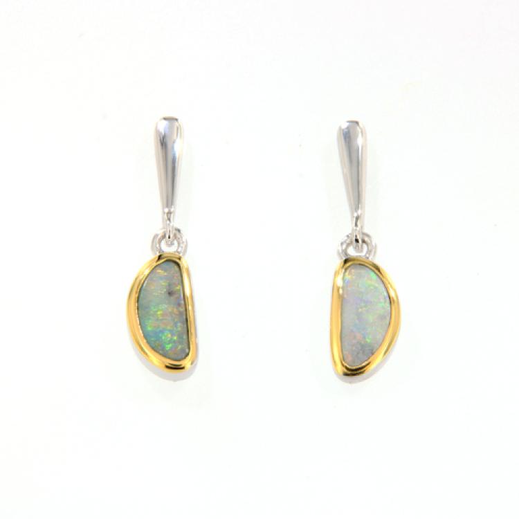 Bunte Boulderopale in Sterlingsilber Ohrhänger