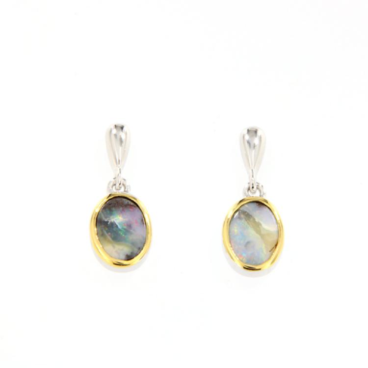Sterling Silver Boulder Opal Drop Earrings