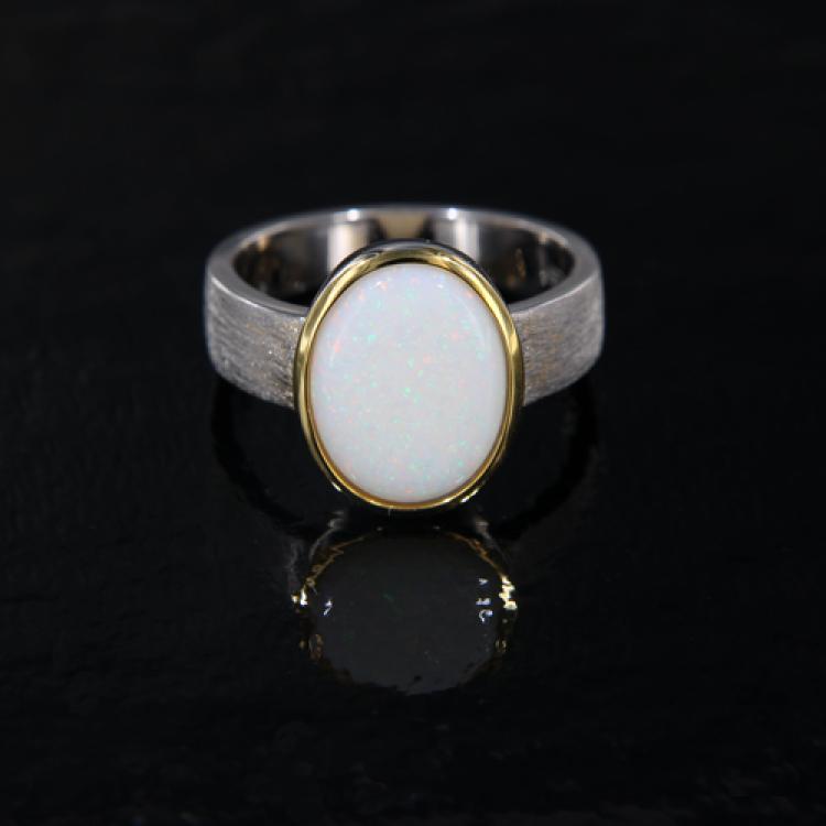 Classic Light Opal Ring in Sterling Silver