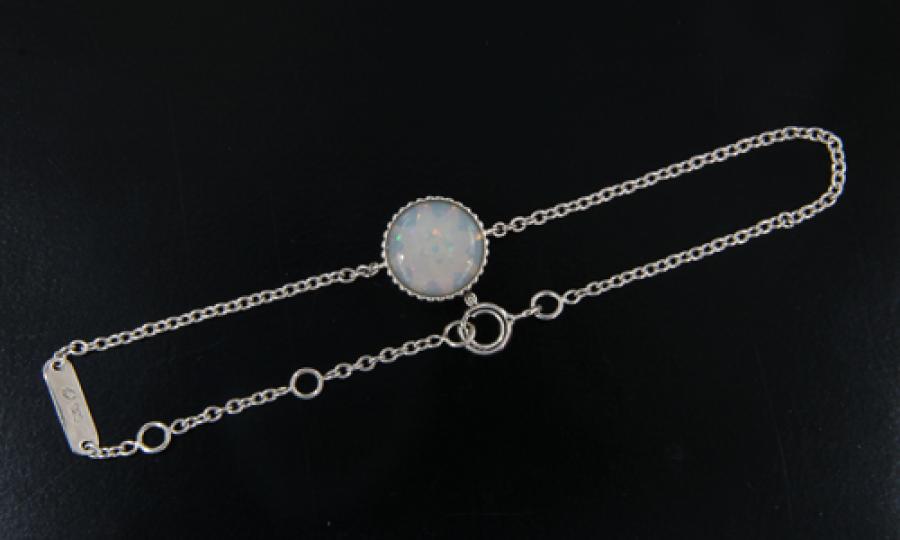 Sterling Silver Bracelet with Light Opal and Zirkonia