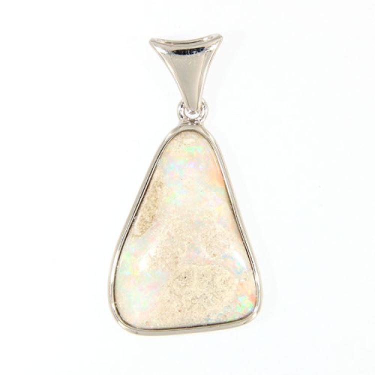 Boulderopal mit mehrfarbigem Schimmer in Sterlingsilber-Anhänger