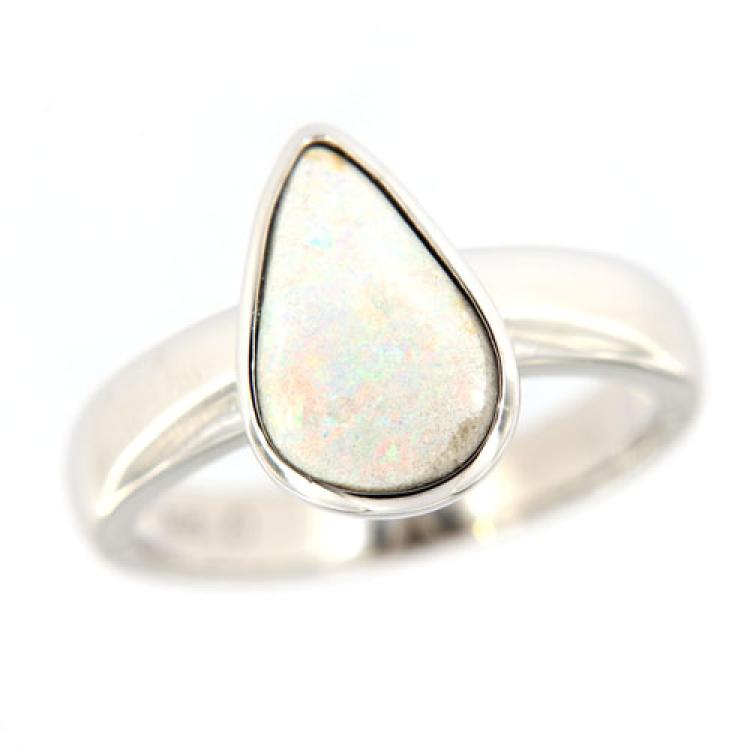 Polierter Sterlingsilber Ring mit Rot-Bunter Boulderopal