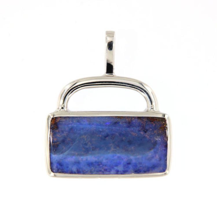 Blauer Boulderopal in Sterlingsilber-Anhänger