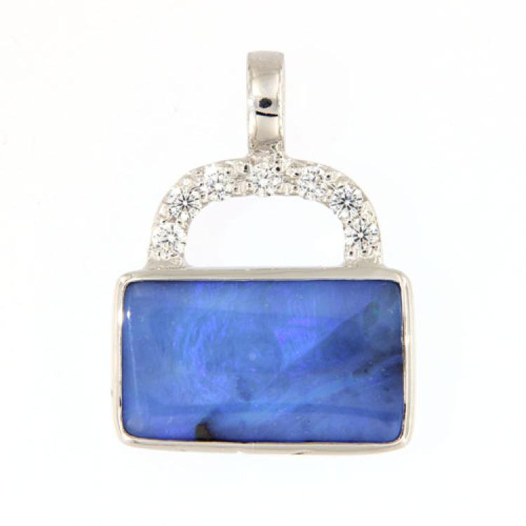 Boulderopal und Zirkonia in Silber Anhänger