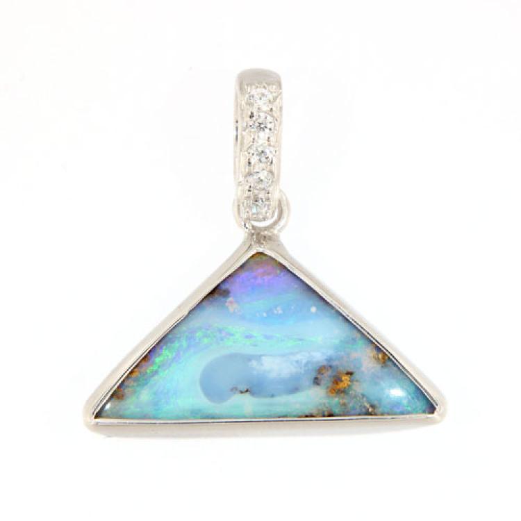 Blauer Boulderopal in Silber Anhänger