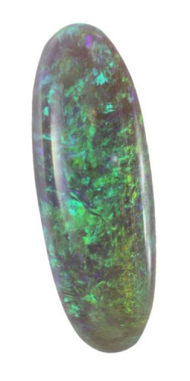 Oval Black Opal with Lively Green Play-of-Color