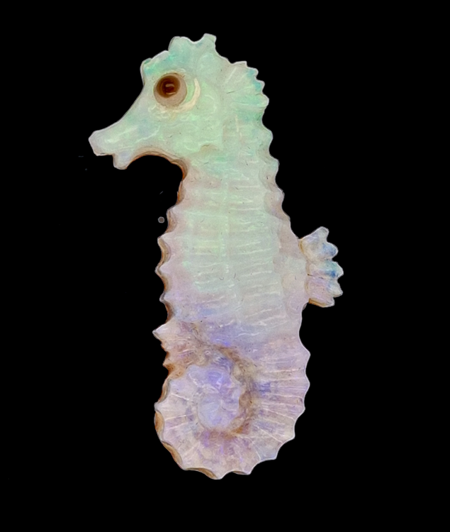 Seahorse made from light opal